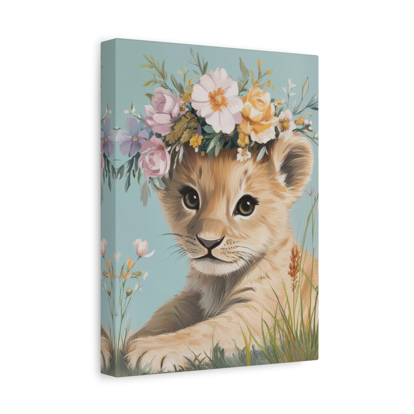 Flower Crowned Cub - Kids Wall Art - Aestheticanvas