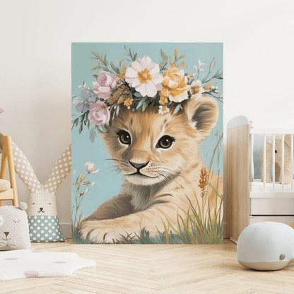 Flower Crowned Cub - Kids Wall Art - Aestheticanvas