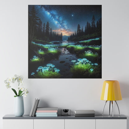 Fluorescent Mushrooms & Forest - Wall Art - Aestheticanvas