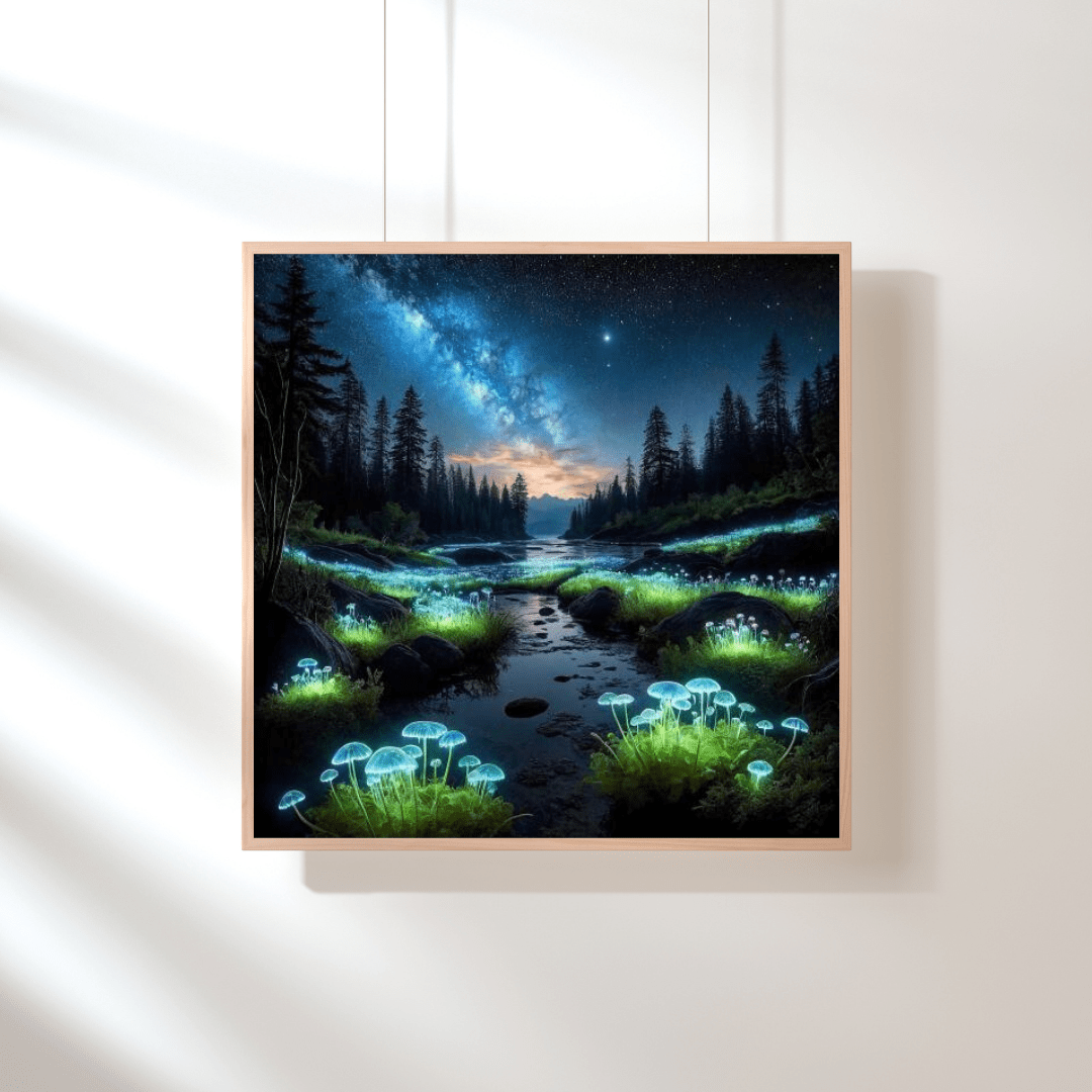 Fluorescent Mushrooms & Forest - Wall Art - Aestheticanvas