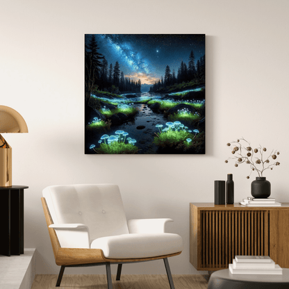 Fluorescent Mushrooms & Forest - Wall Art - Aestheticanvas