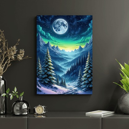 Forest Valley At Night - Mountain Wall Art - Aestheticanvas