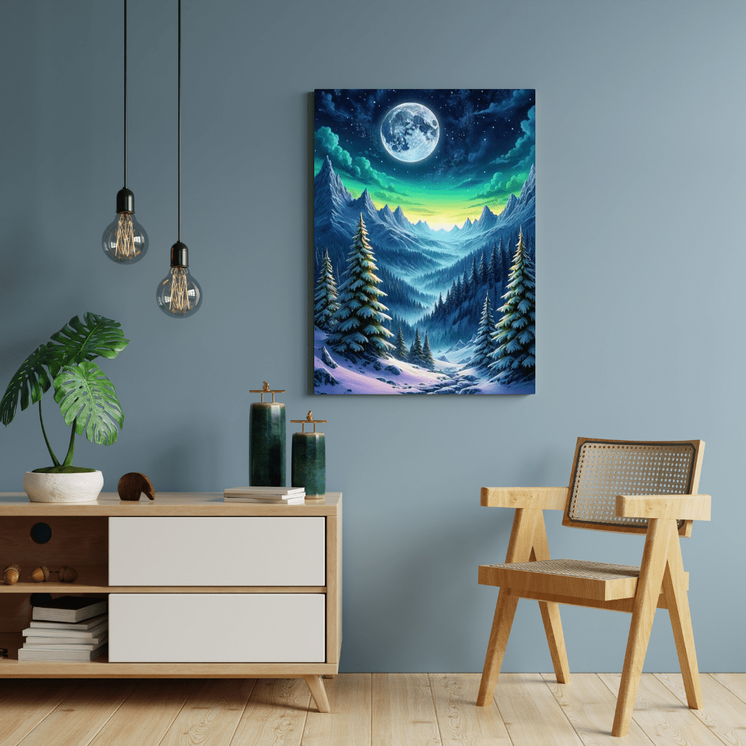 Forest Valley At Night - Mountain Wall Art - Aestheticanvas