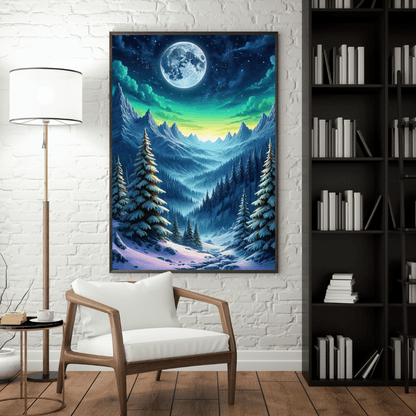 Forest Valley At Night - Mountain Wall Art - Aestheticanvas