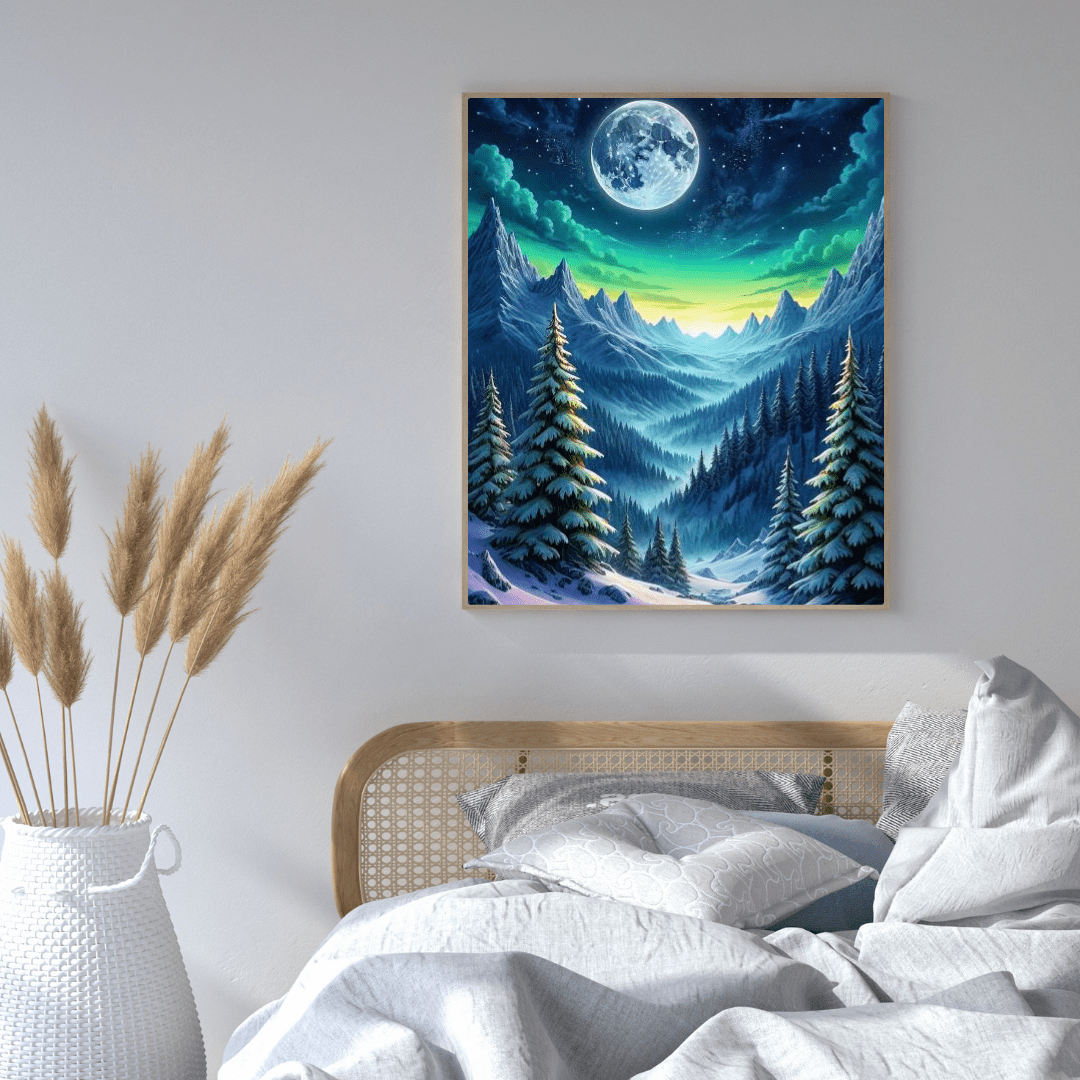 Forest Valley At Night - Mountain Wall Art - Aestheticanvas