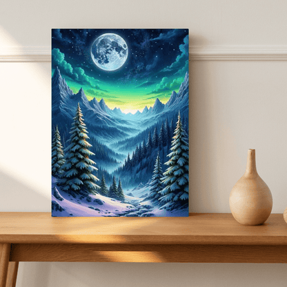 Forest Valley At Night - Mountain Wall Art - Aestheticanvas