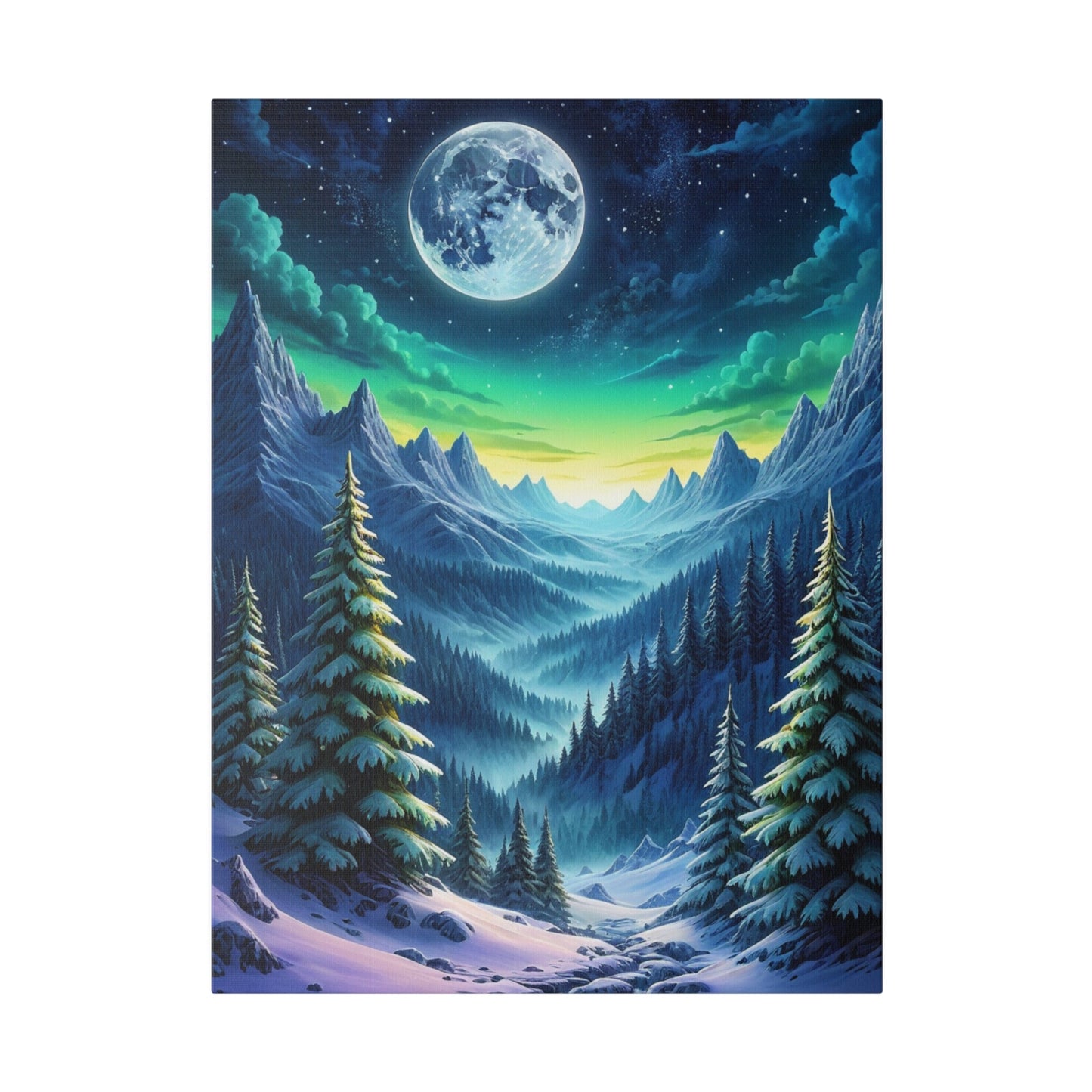 Forest Valley At Night - Mountain Wall Art - Aestheticanvas