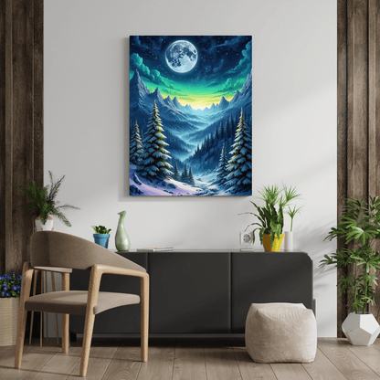 Forest Valley At Night - Mountain Wall Art - Aestheticanvas