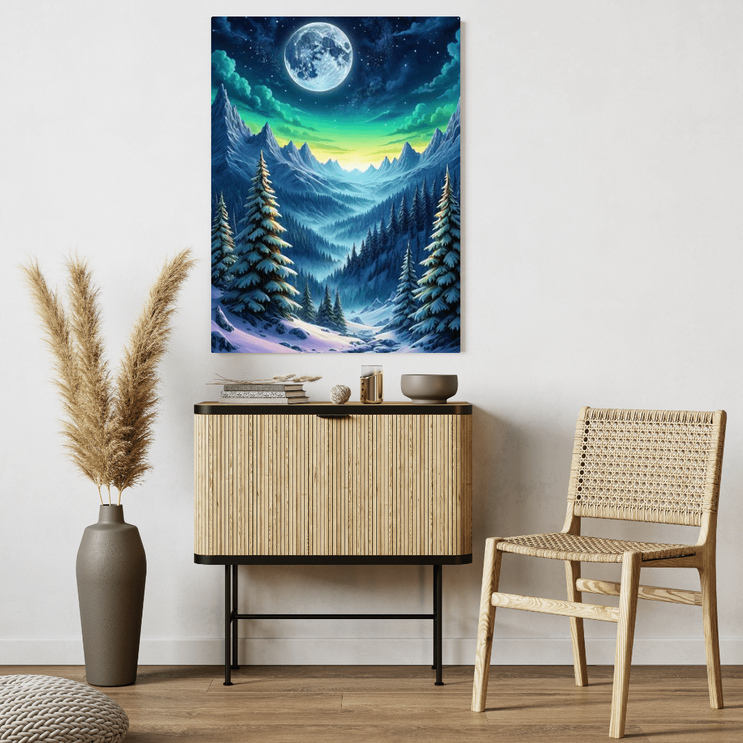 Forest Valley At Night - Mountain Wall Art - Aestheticanvas