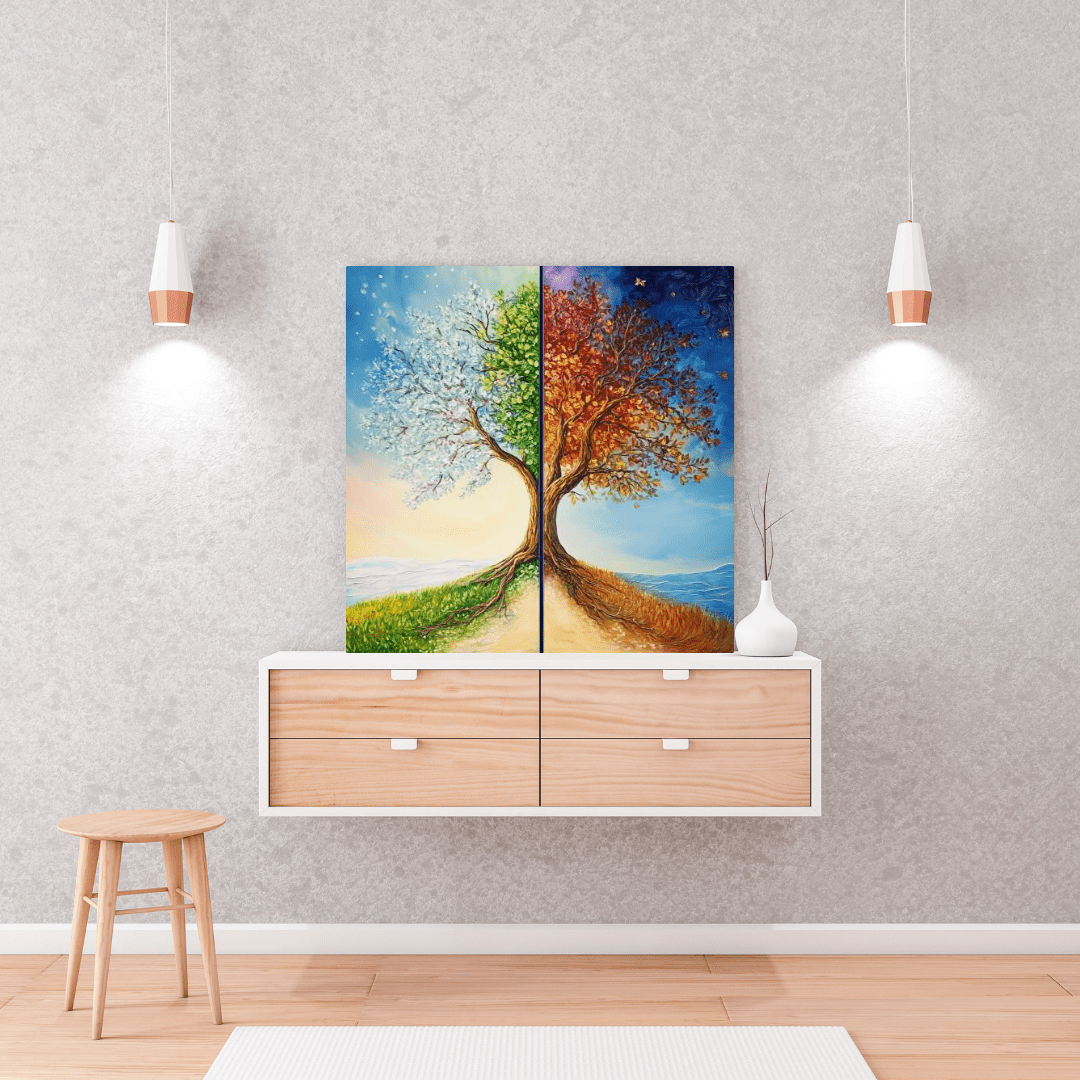 Four Seasons Tree Art - Abstract Wall Art - Aestheticanvas