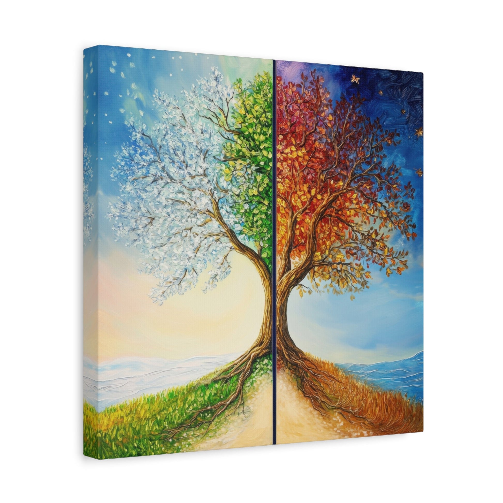 Four Seasons Tree Art - Abstract Wall Art - Aestheticanvas