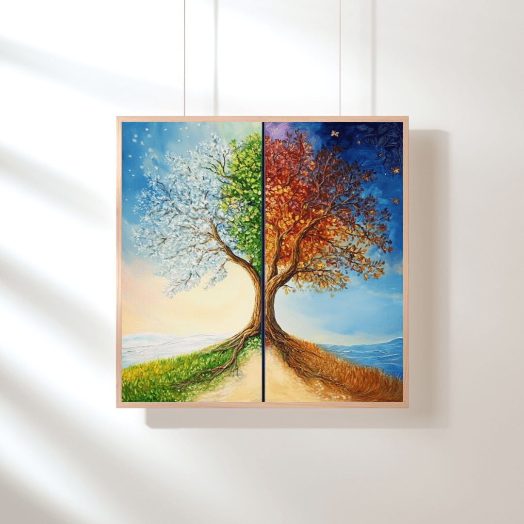 Four Seasons Tree Art - Abstract Wall Art - Aestheticanvas