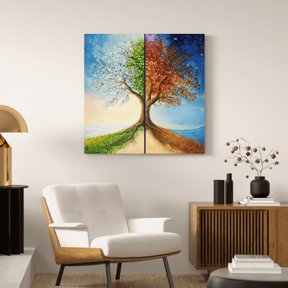 Four Seasons Tree Art - Abstract Wall Art - Aestheticanvas