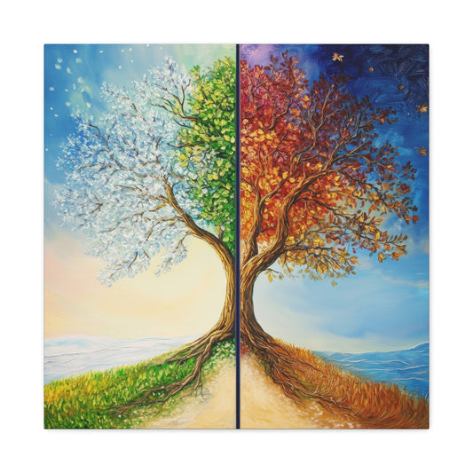 Four Seasons Tree Art - Abstract Wall Art - Aestheticanvas