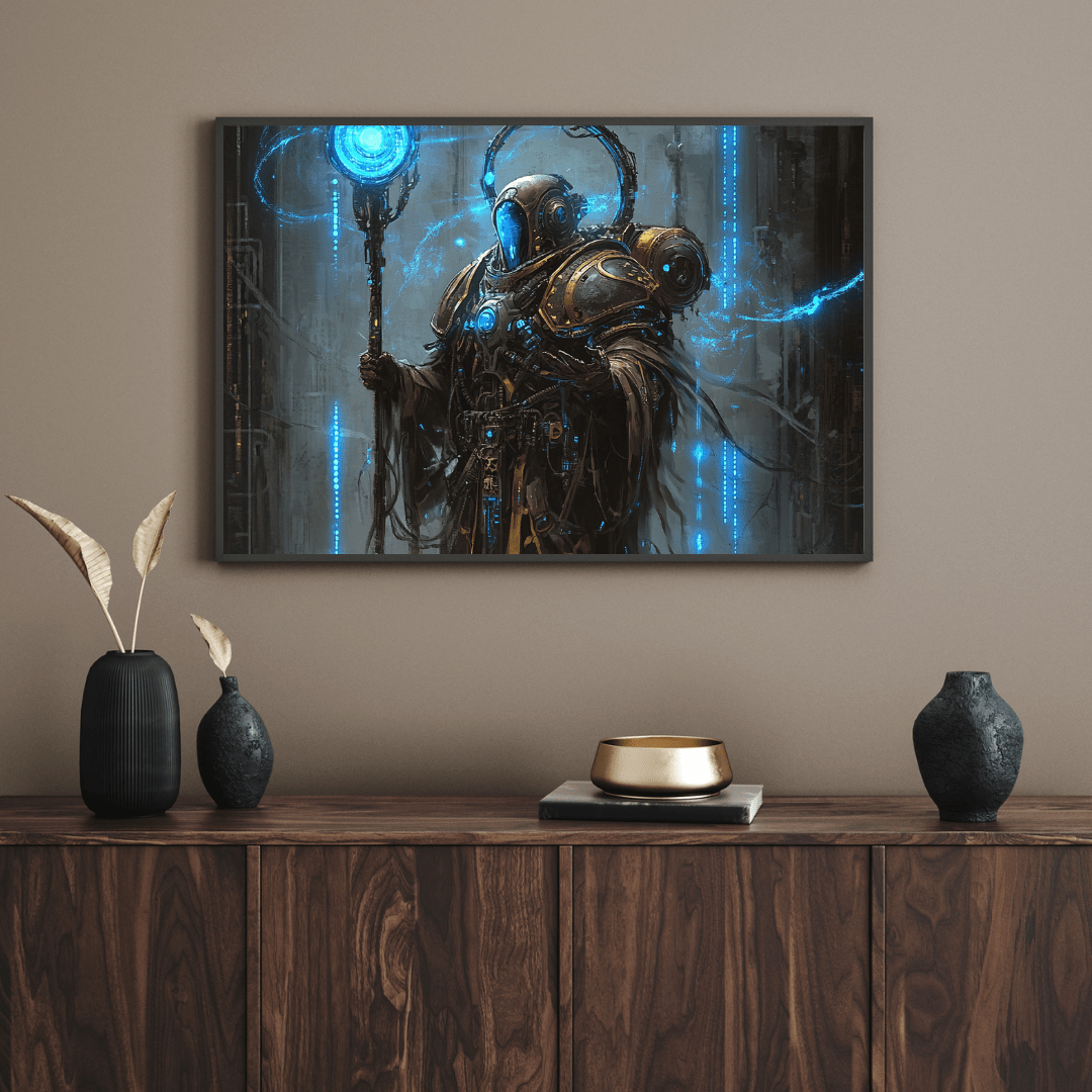 Futuristic Arcane Guardian - Fantasy Wall Art - Aestheticanvas