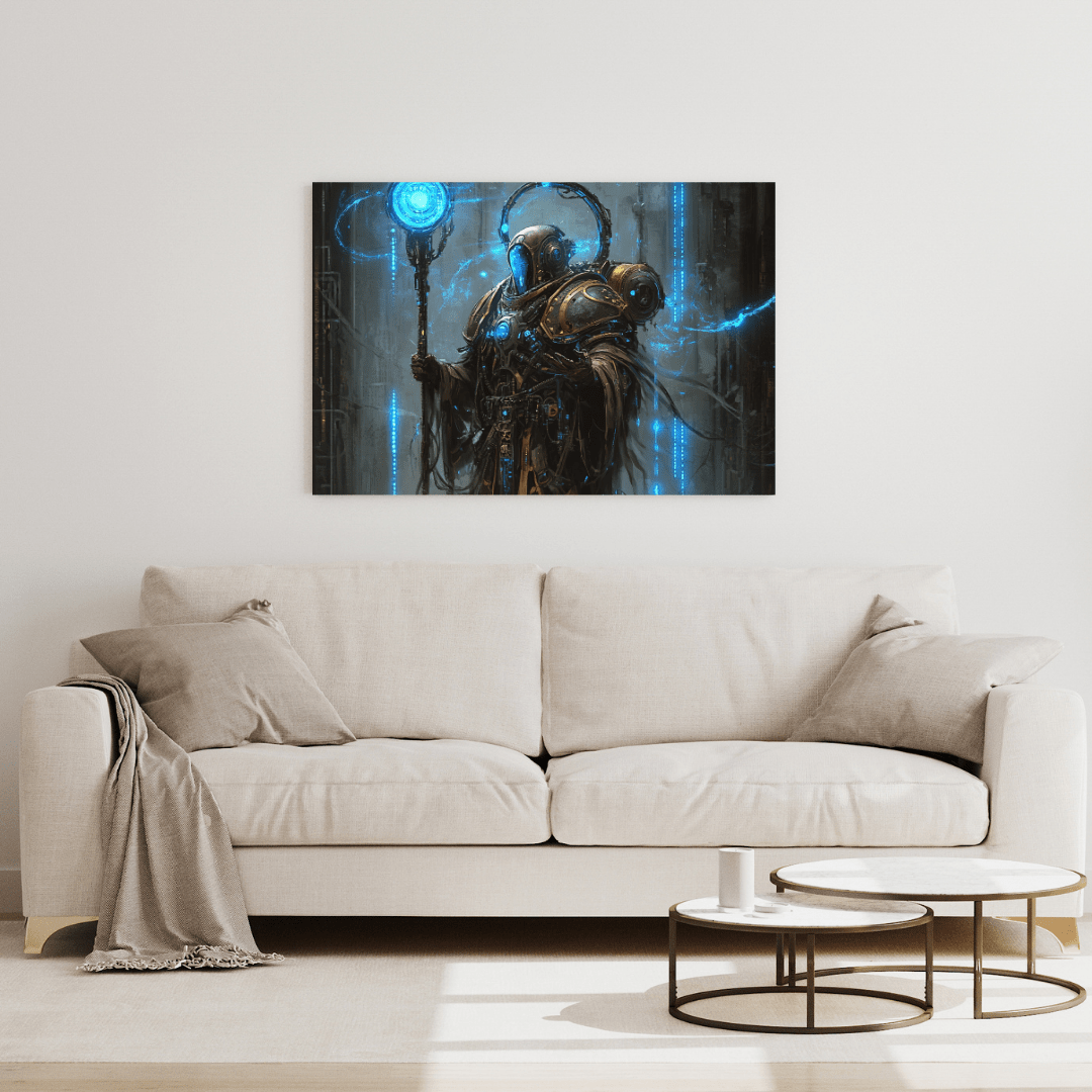 Futuristic Arcane Guardian - Fantasy Wall Art - Aestheticanvas