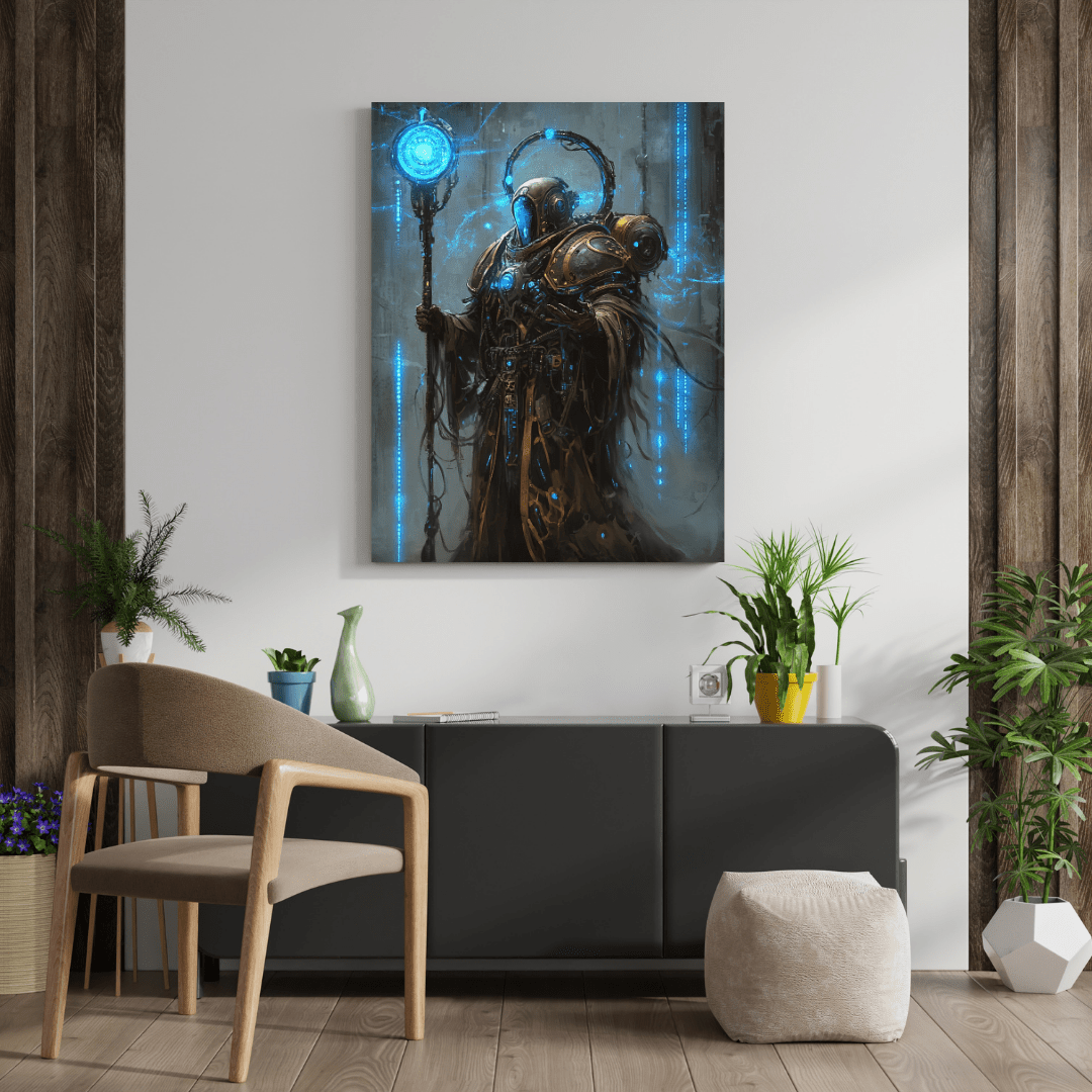 Futuristic Arcane Guardian - Fantasy Wall Art - Aestheticanvas