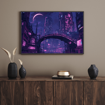 Futuristic Cyberpunk Metropolis - Cityscape Wall Art - Aestheticanvas