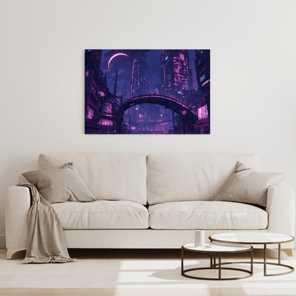 Futuristic Cyberpunk Metropolis - Cityscape Wall Art - Aestheticanvas