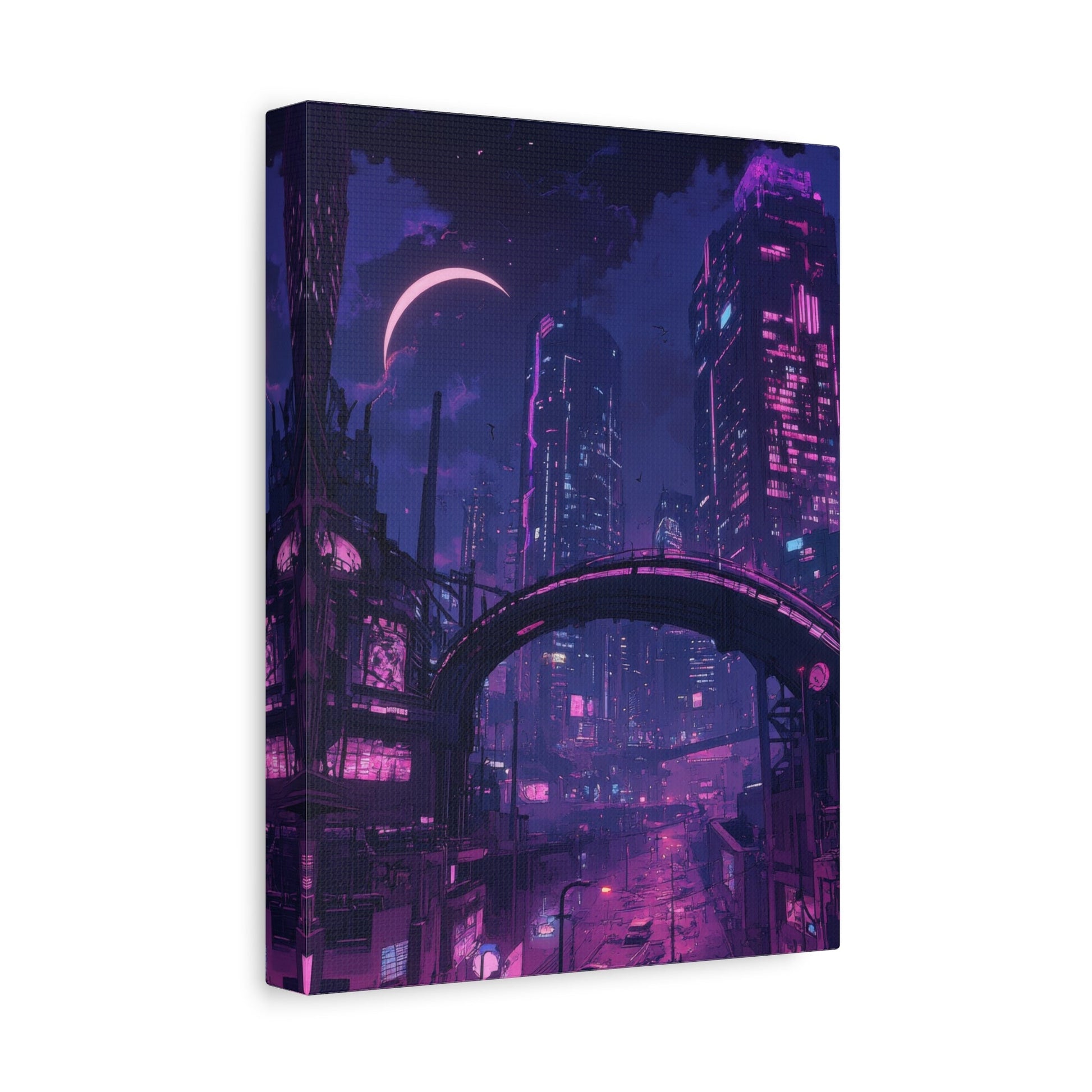 Futuristic Cyberpunk Metropolis - Cityscape Wall Art - Aestheticanvas