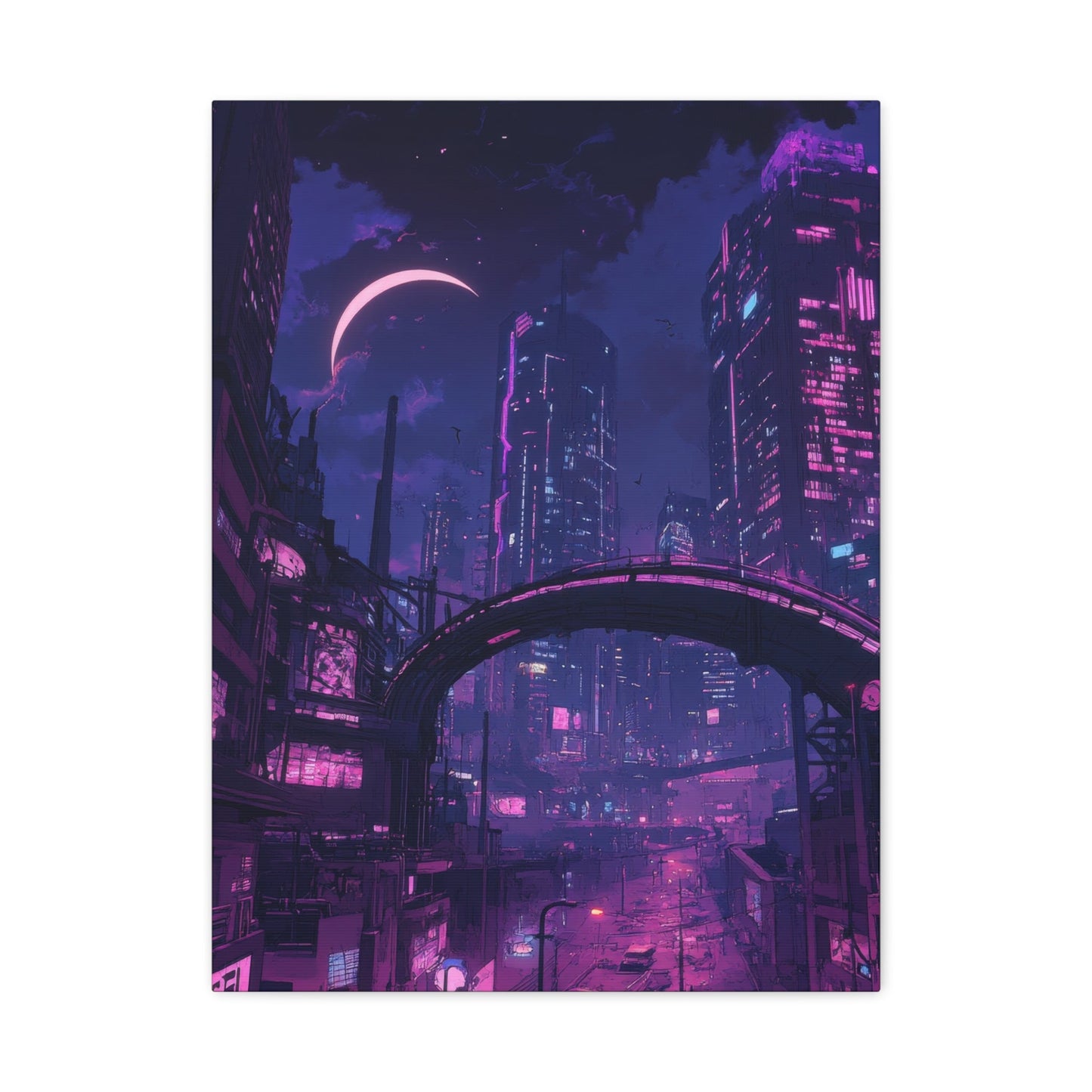 Futuristic Cyberpunk Metropolis - Cityscape Wall Art - Aestheticanvas