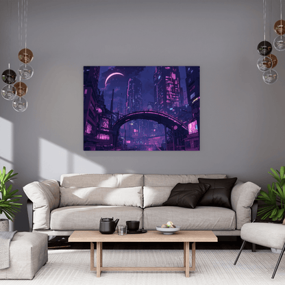 Futuristic Cyberpunk Metropolis - Cityscape Wall Art - Aestheticanvas