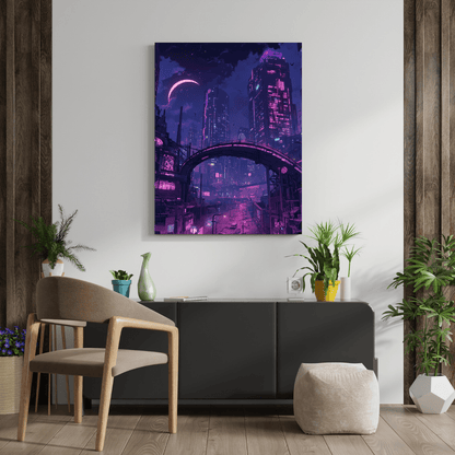 Futuristic Cyberpunk Metropolis - Cityscape Wall Art - Aestheticanvas