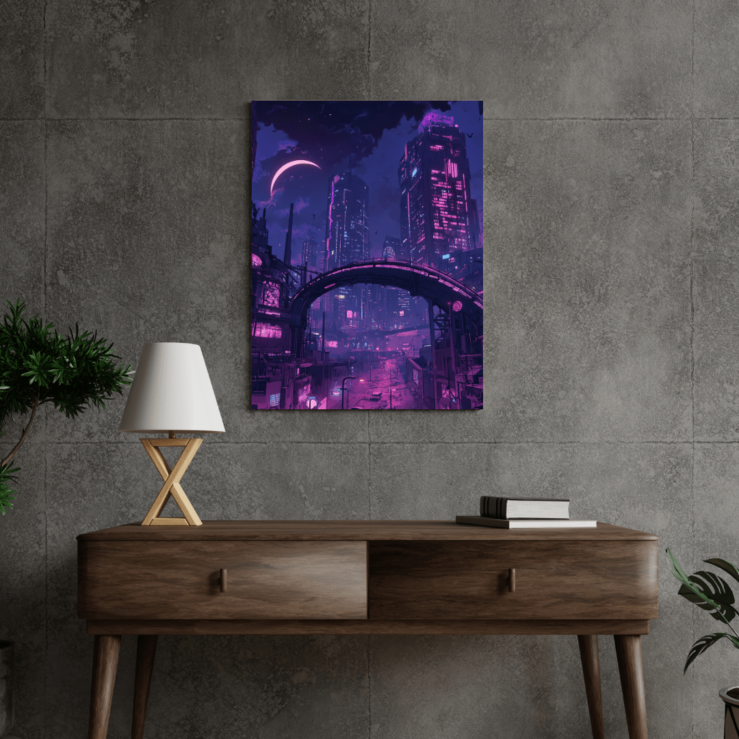 Futuristic Cyberpunk Metropolis - Cityscape Wall Art - Aestheticanvas