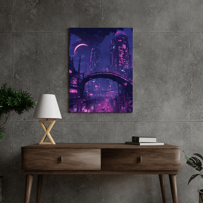 Futuristic Cyberpunk Metropolis - Cityscape Wall Art - Aestheticanvas