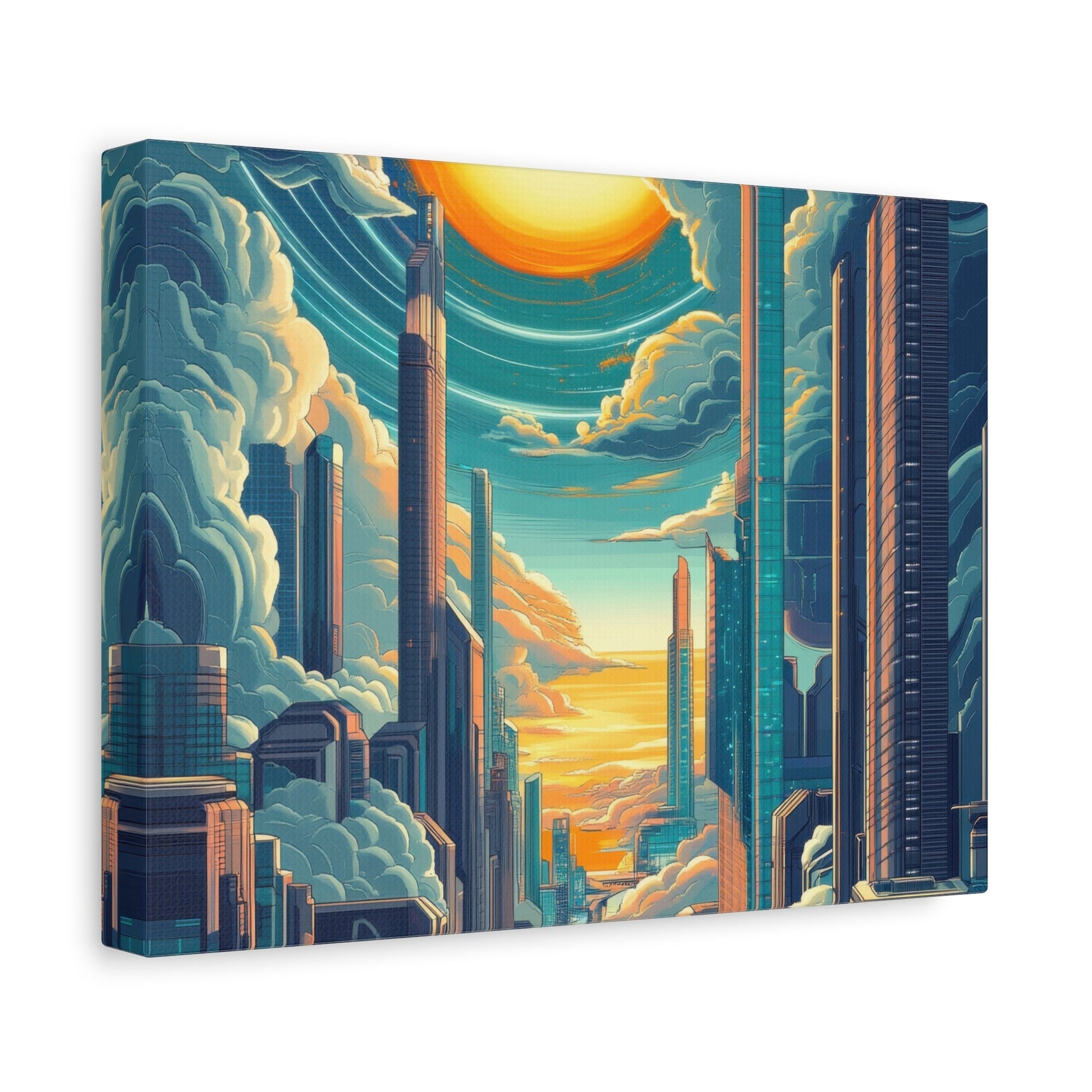 Futuristic Sky - Hugging Metropolis - City Wall Art - Aestheticanvas