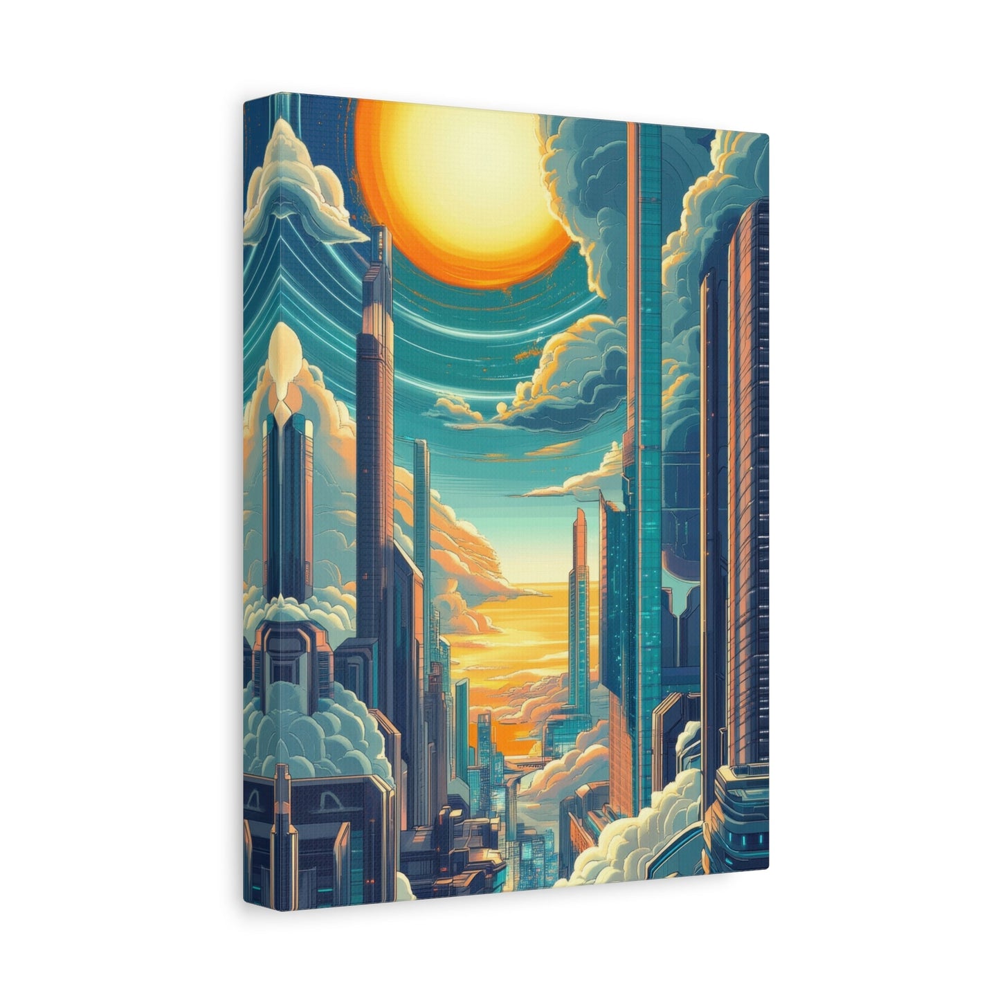 Futuristic Sky - Hugging Metropolis - City Wall Art - Aestheticanvas