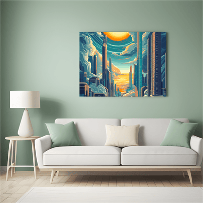 Futuristic Sky - Hugging Metropolis - City Wall Art - Aestheticanvas