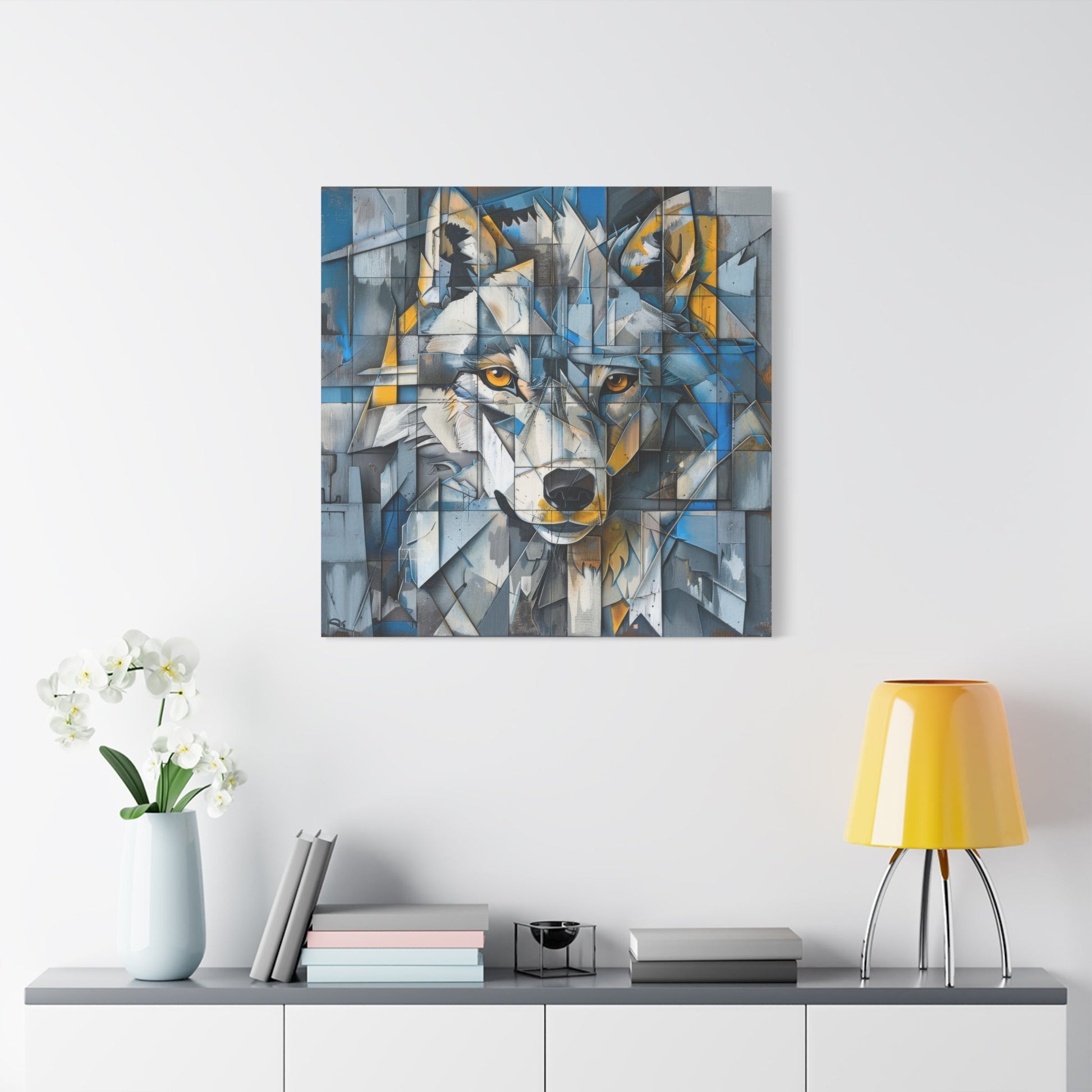 Geometric Wolf's Face - Animal Wall Art - Aestheticanvas