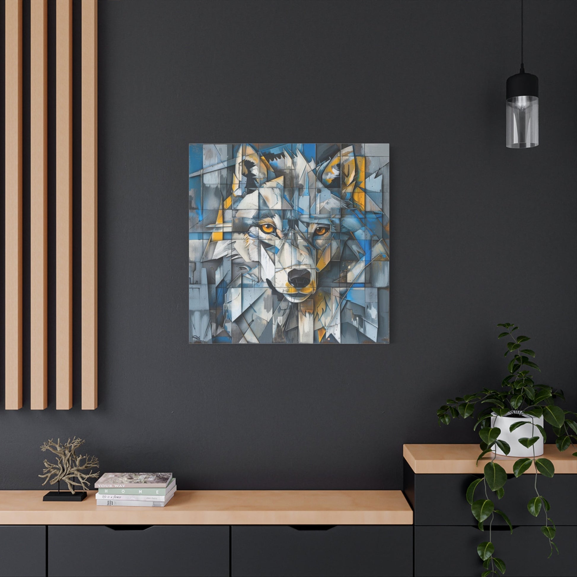 Geometric Wolf's Face - Animal Wall Art - Aestheticanvas