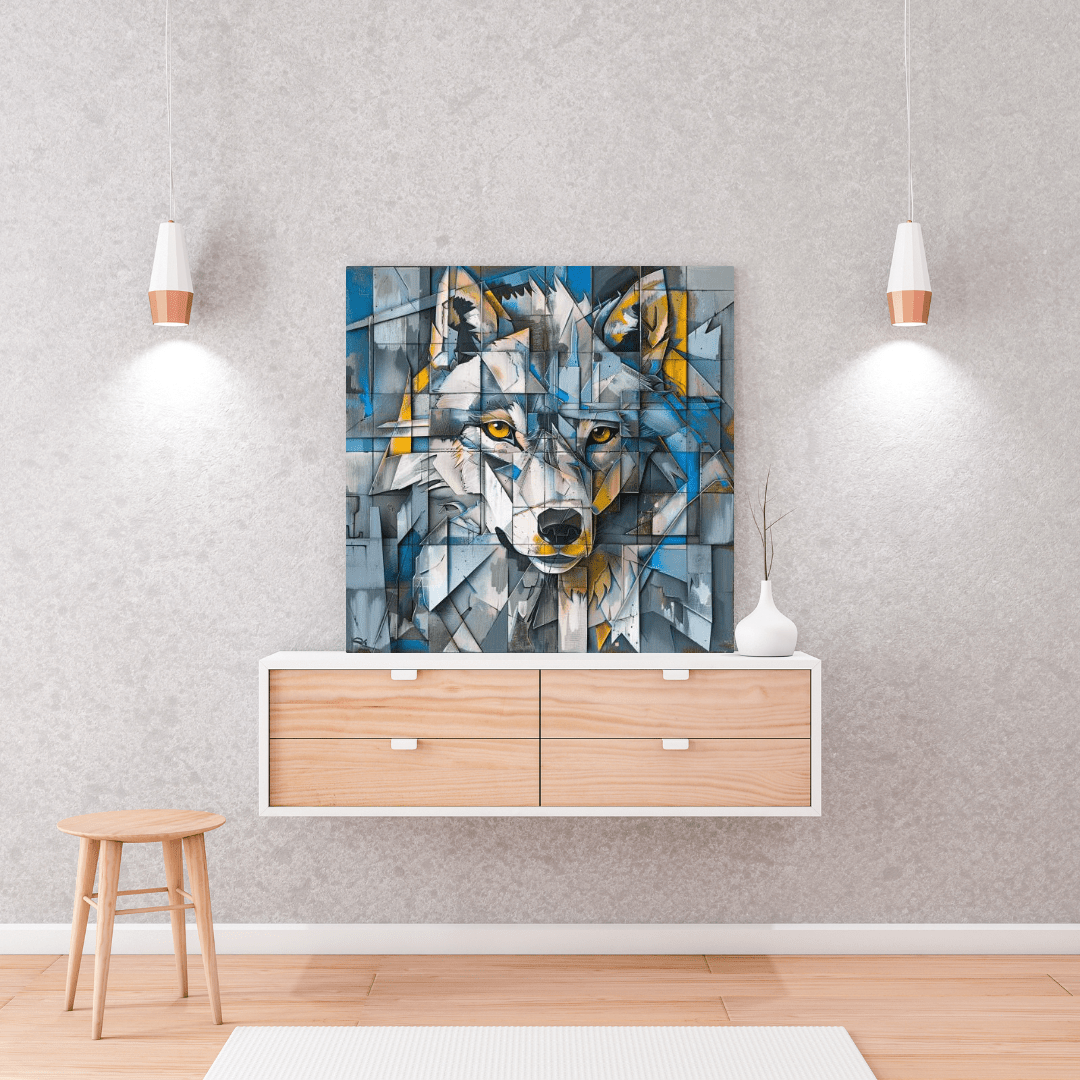 Geometric Wolf's Face - Animal Wall Art - Aestheticanvas