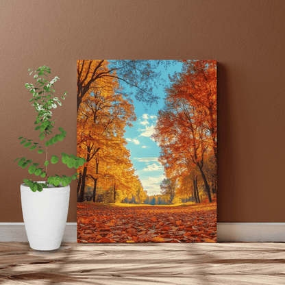 Golden Autumn Pathway - Landscape Wall Art - Aestheticanvas