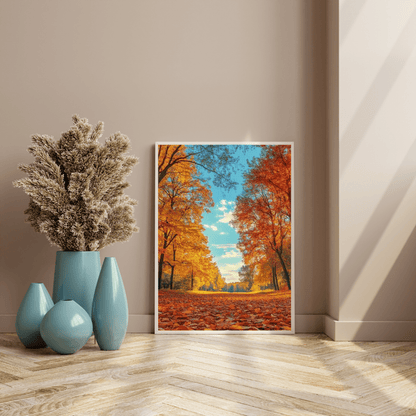 Golden Autumn Pathway - Landscape Wall Art - Aestheticanvas