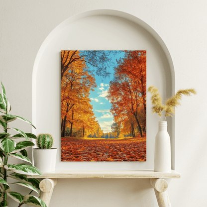 Golden Autumn Pathway - Landscape Wall Art - Aestheticanvas