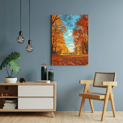 Golden Autumn Pathway - Landscape Wall Art - Aestheticanvas