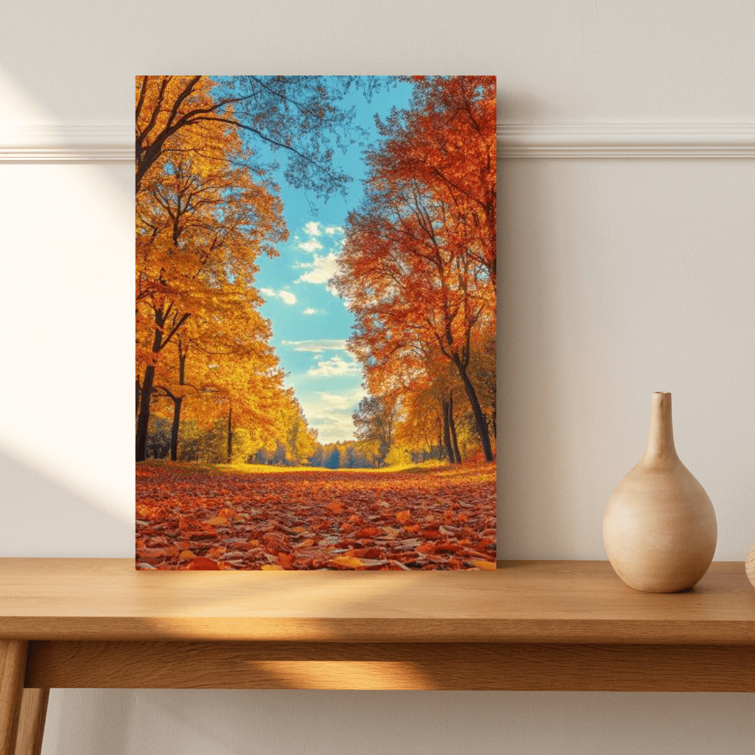 Golden Autumn Pathway - Landscape Wall Art - Aestheticanvas