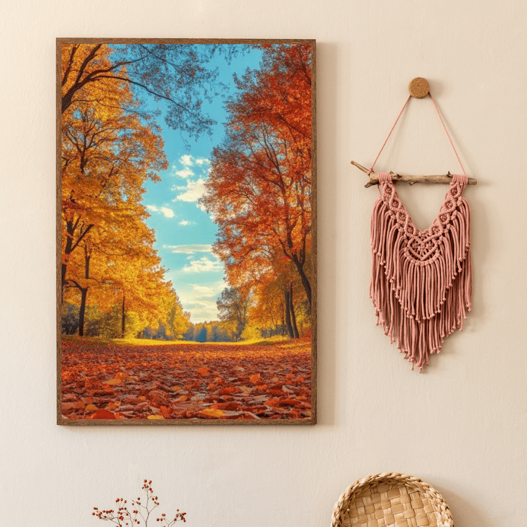 Golden Autumn Pathway - Landscape Wall Art - Aestheticanvas