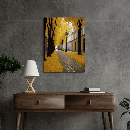 Golden Autumn Street - Urban Scene Wall Art - Aestheticanvas