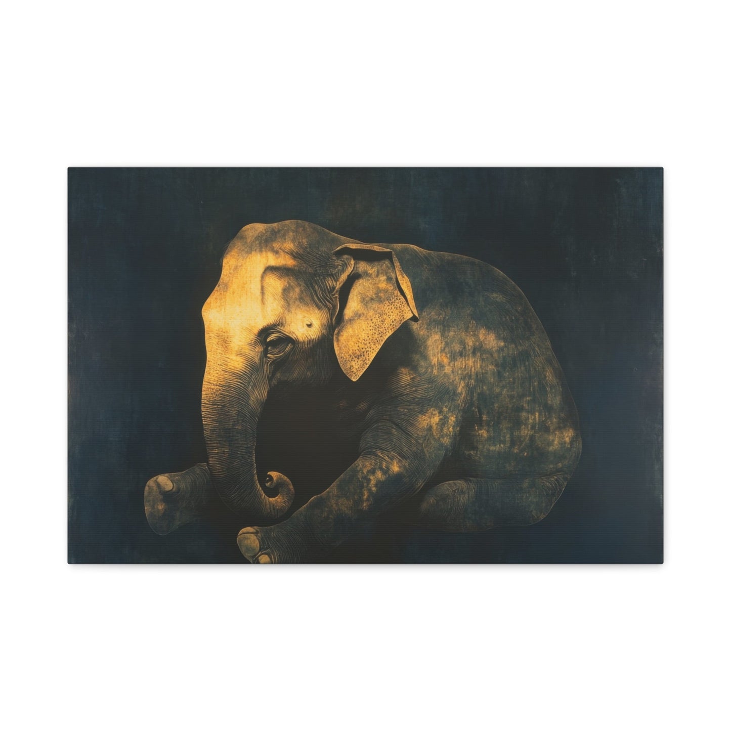 Golden Baby Elephant - Animal Wall Art - Aestheticanvas