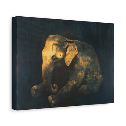 Golden Baby Elephant - Animal Wall Art - Aestheticanvas