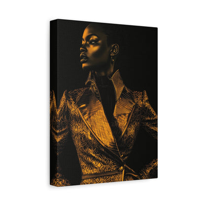 Golden Elegance: Striking Pose - Portrait Wall Art - Aestheticanvas