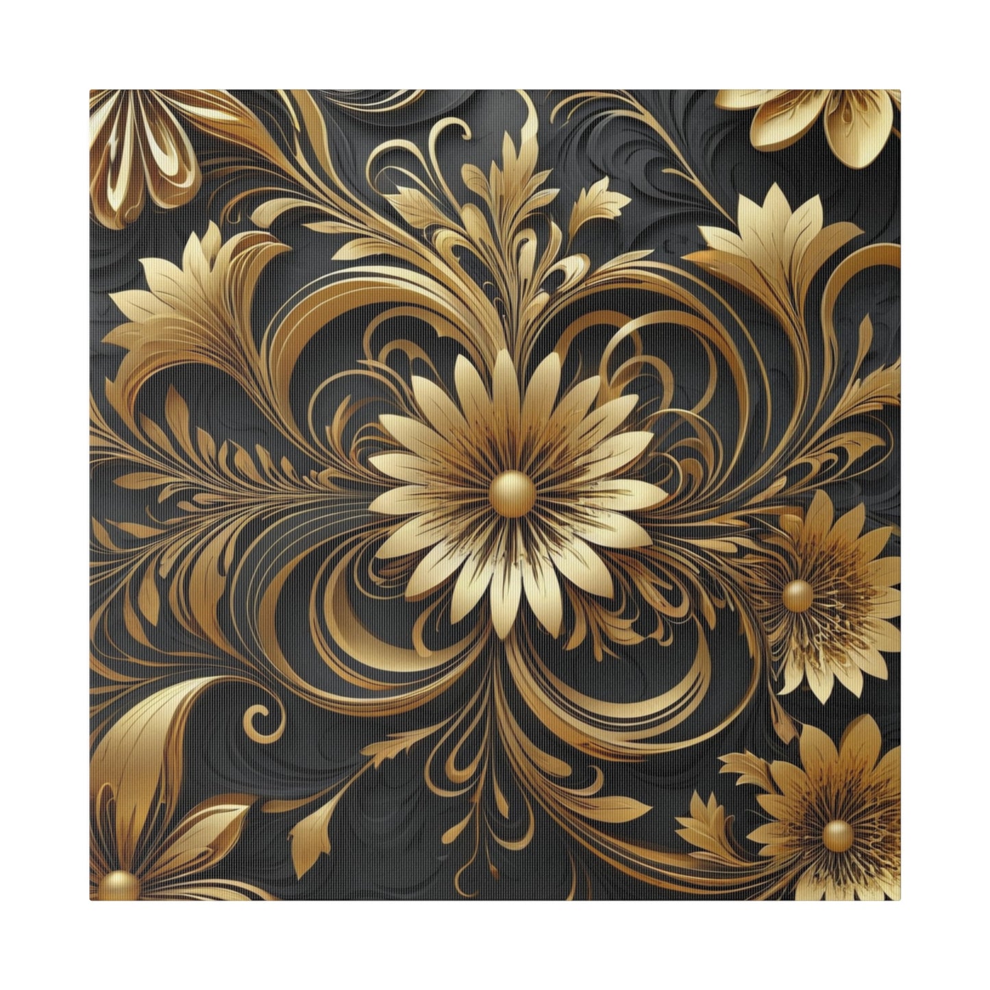 Golden Flower Pattern - Limited Wall Art - Aestheticanvas