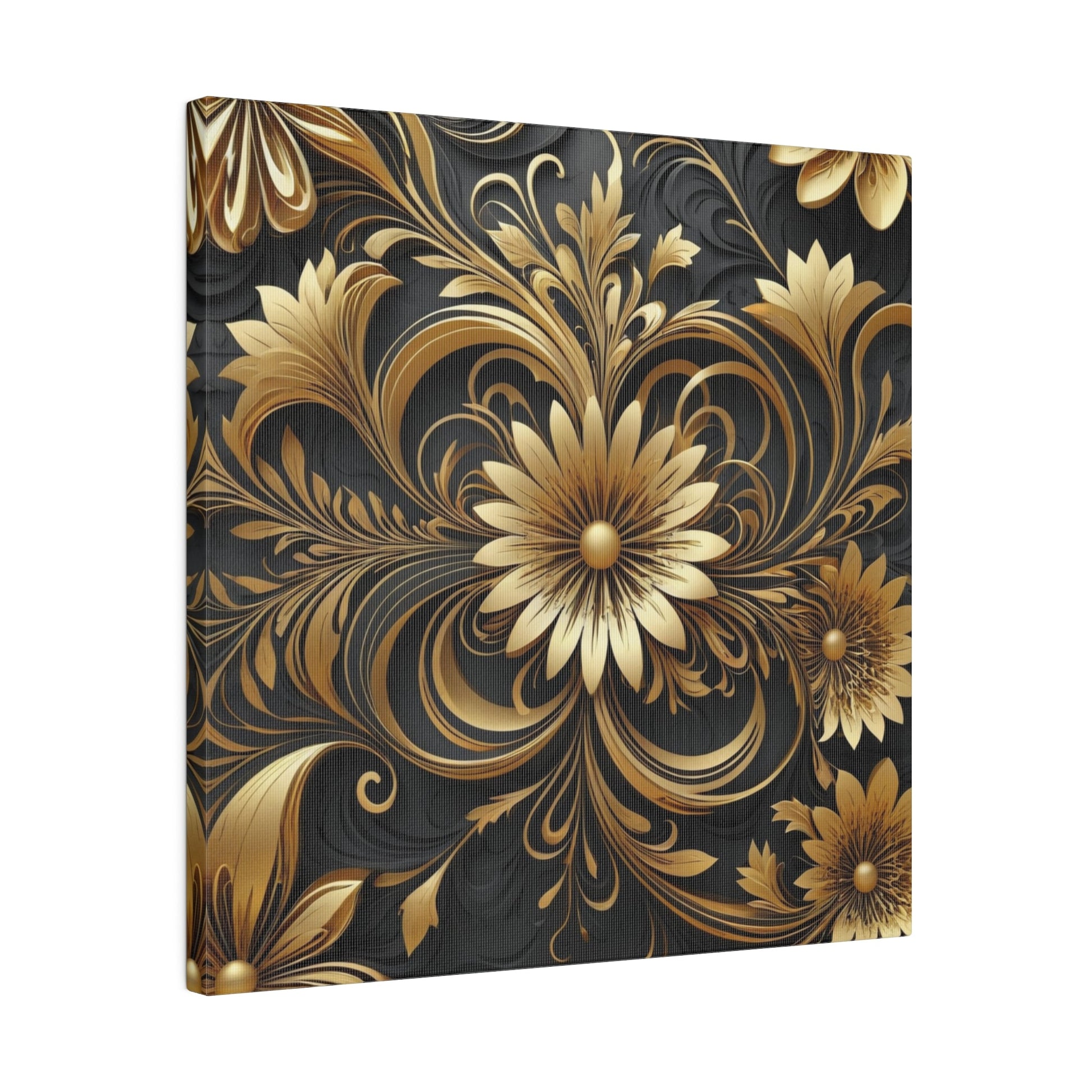 Golden Flower Pattern - Limited Wall Art - Aestheticanvas