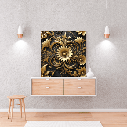 Golden Flower Pattern - Limited Wall Art - Aestheticanvas