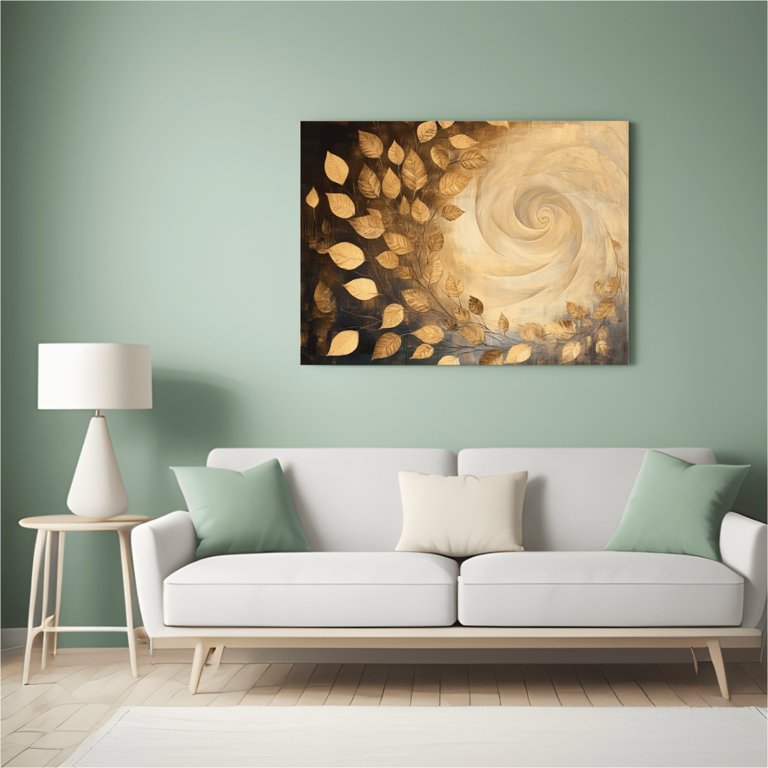 Golden Leaves & Swirling Wind - Nature Wall Art - Aestheticanvas