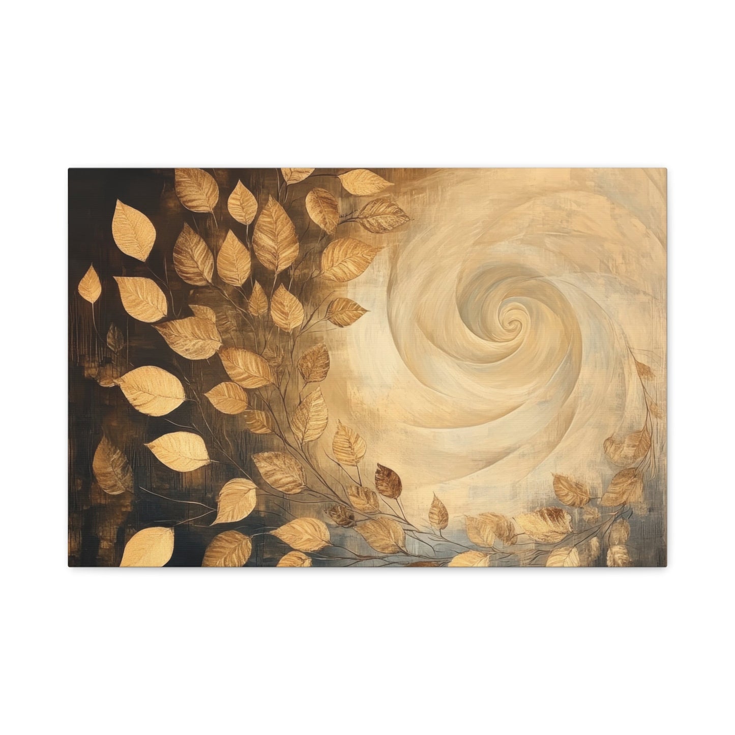 Golden Leaves & Swirling Wind - Nature Wall Art - Aestheticanvas